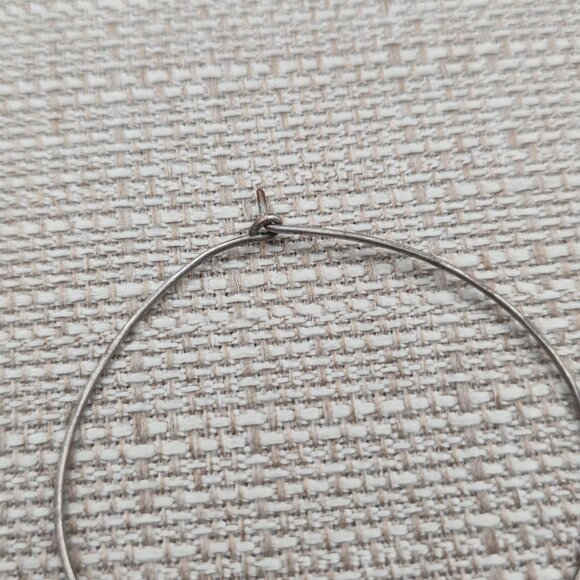 Silver Plated Howlite Stone Large Hoop Rustic Earrings B868 - Picture 3 of 5